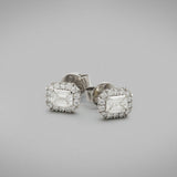 'Valentin' Diamond Stud Earrings, Emerald cut diamond, Total weight 1.32ct, in White Gold