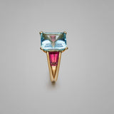 'Bundova' Aquamarine & Rubelite Ring