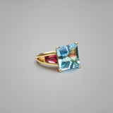 'Bundova' Aquamarine & Rubelite Ring