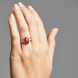 'Pavo' Volcanic Fire Opal & Diamond ring