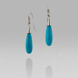 'Vine' Turquoise Drop and Diamond Earrings in White Gold