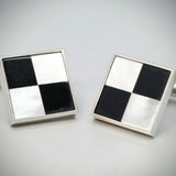 Harlequin Onyx and Mother-of-pearl cufflinks in silver