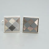 'Harlequin' Cufflinks with Mother of Pearl & Onyx in sterling Silver