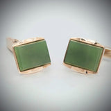 'Estate' Nephrite and 9ct rose gold cufflinks