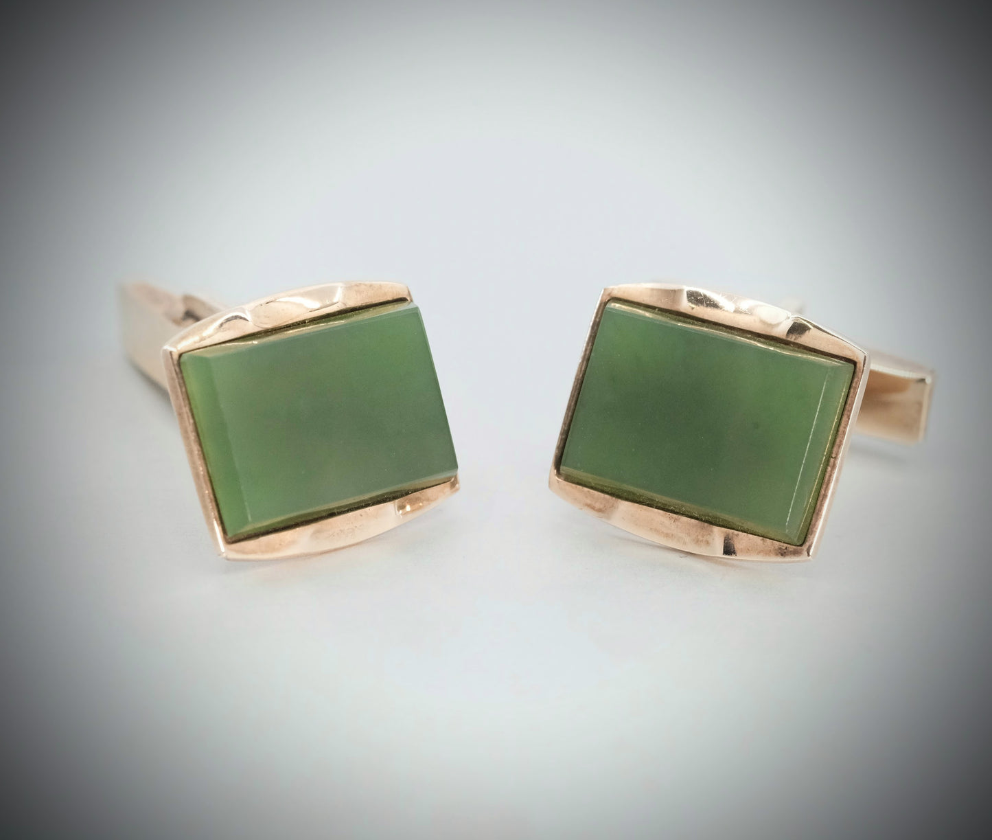 Nephrite and 9ct rose gold cufflinks