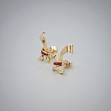 'Estate' Ribbon Ruby Yellow gold Earrings