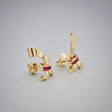 'Estate' Ribbon Ruby Yellow gold Earrings