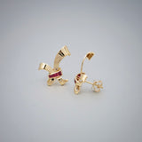 'Estate' Ribbon Ruby Yellow gold Earrings