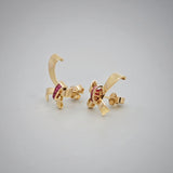 'Estate' Ribbon Ruby Yellow gold Earrings