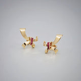 'Estate' Ribbon Ruby Yellow gold Earrings