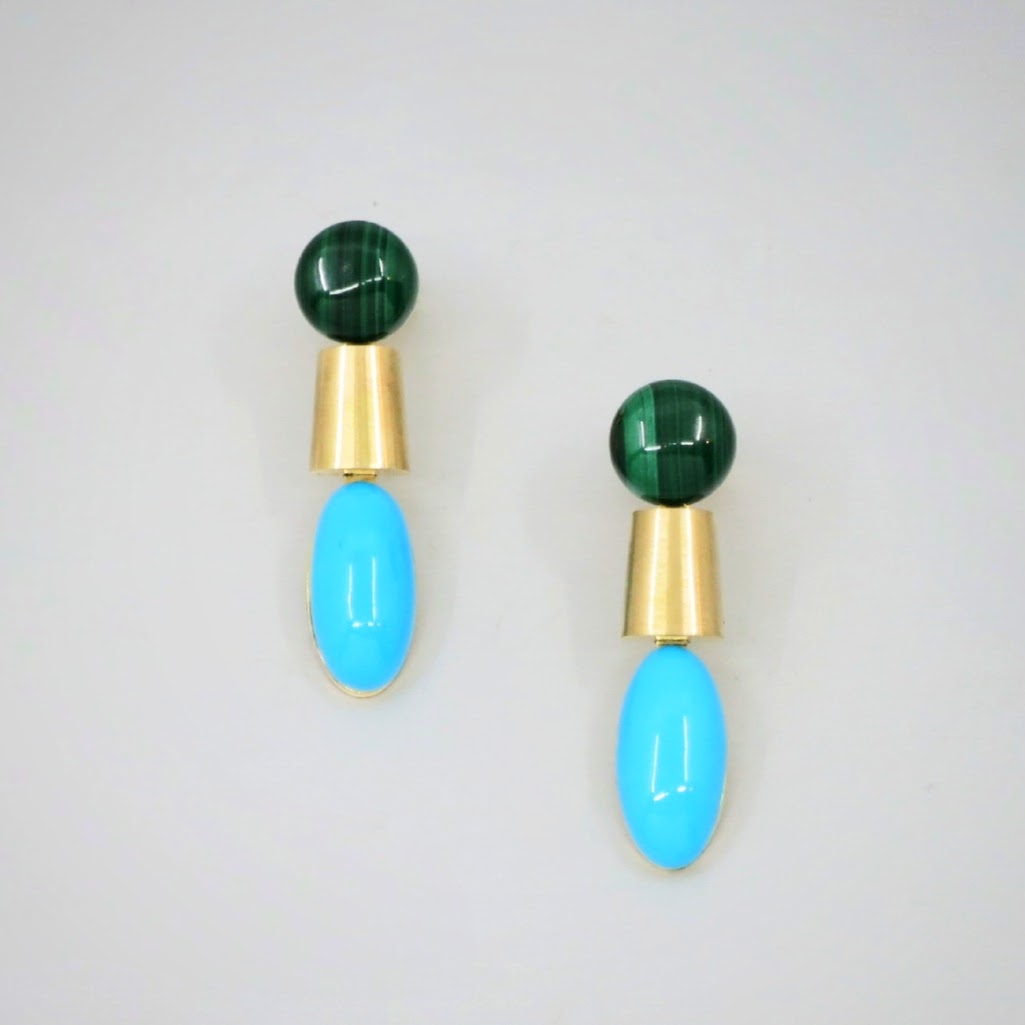 'Dorado' Malachite & Turquoise Earrings