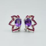 'Estate' Amethyst and Ruby Earrings