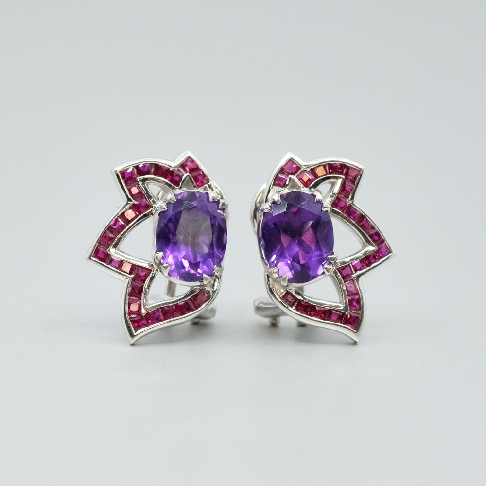 Amethyst and Ruby Earrings