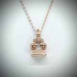 Victorian style sterling silver Fob seal on chain, rose finish