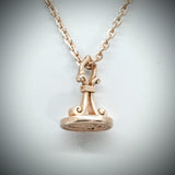 Victorian style sterling silver Fob seal on chain, rose finish