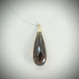 Smoky Quarts Briolette Pendant in 18ct gold