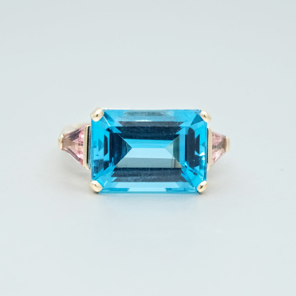 Bundova topaz and tourmaline ring