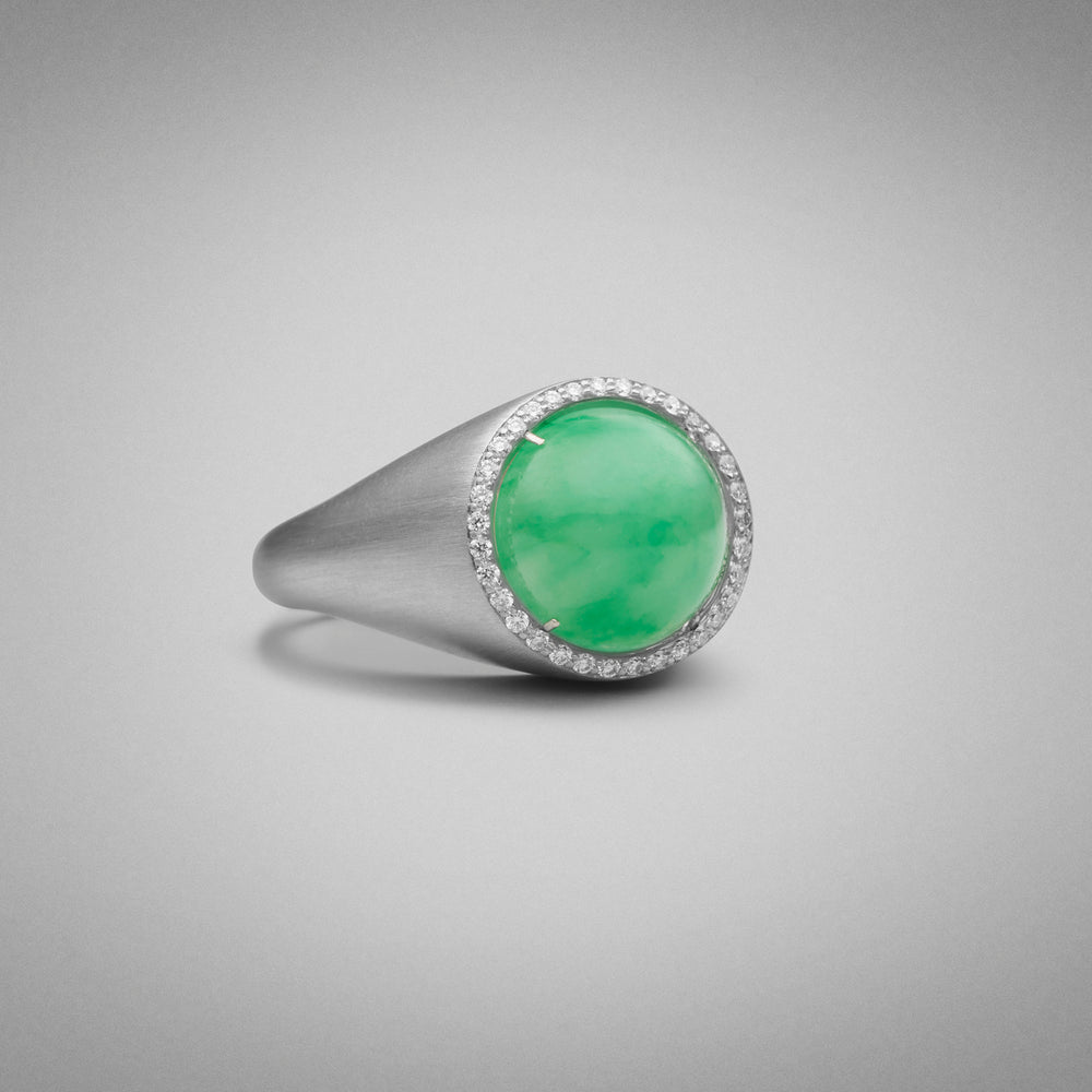 
                      
                        'Corvus' Jade and Diamond platinum Ring
                      
                    