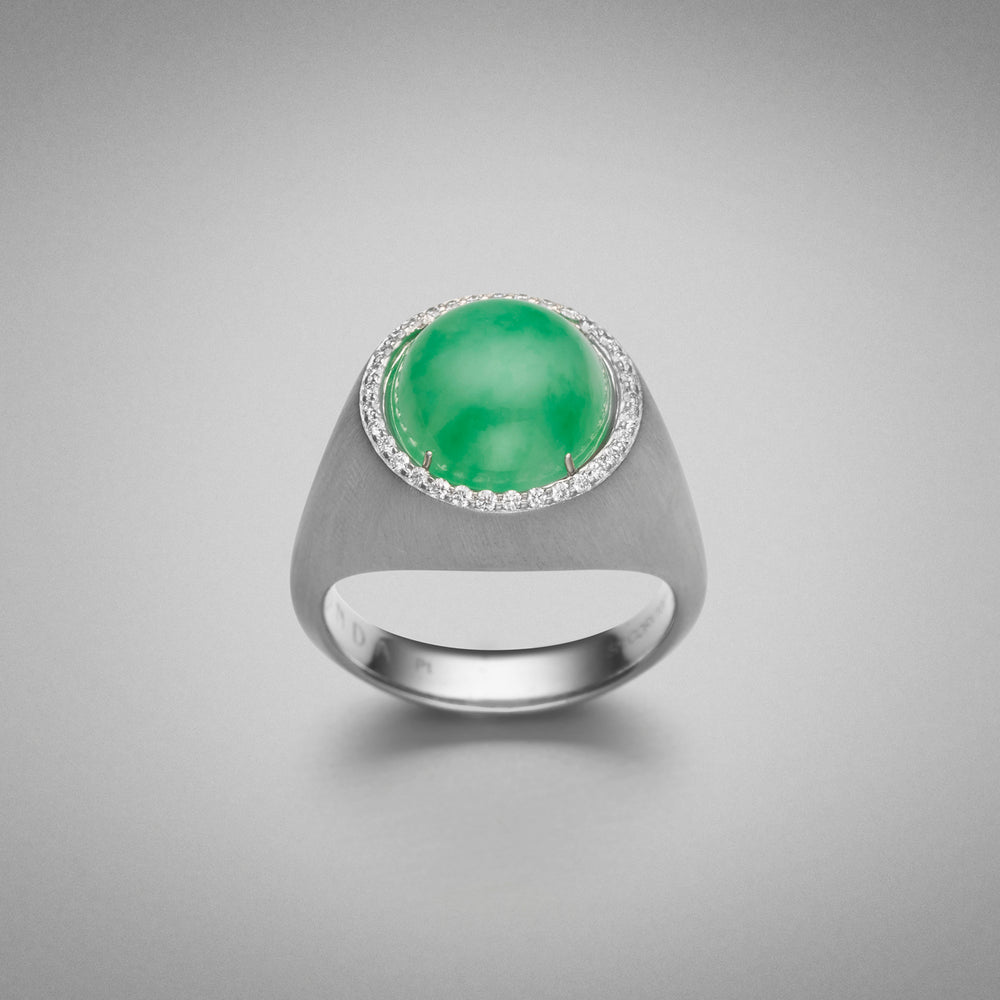 'Corvus' Jade and Diamond platinum Ring