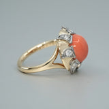 'Lyra' Coral and Diamond ring
