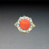 'Lyra' Coral and Diamond ring
