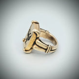 Sterling Silver Signet ring, gold finish, double headed eagle