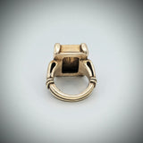Sterling Silver Signet ring, gold finish, double headed eagle