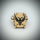 Sterling Silver Signet ring, gold finish, double headed eagle
