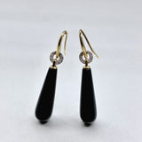 'Hollywood' Onyx and Diamond Earrings in White and Yellow Gold