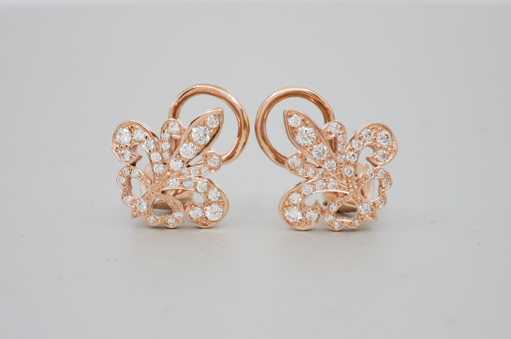 'Fleur De Lys' Earrings in Rose Gold