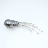 'Meteor' Tahitian Pearl and Diamond Brooch in White Gold