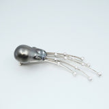 'Meteor' Tahitian Pearl and Diamond Brooch in White Gold