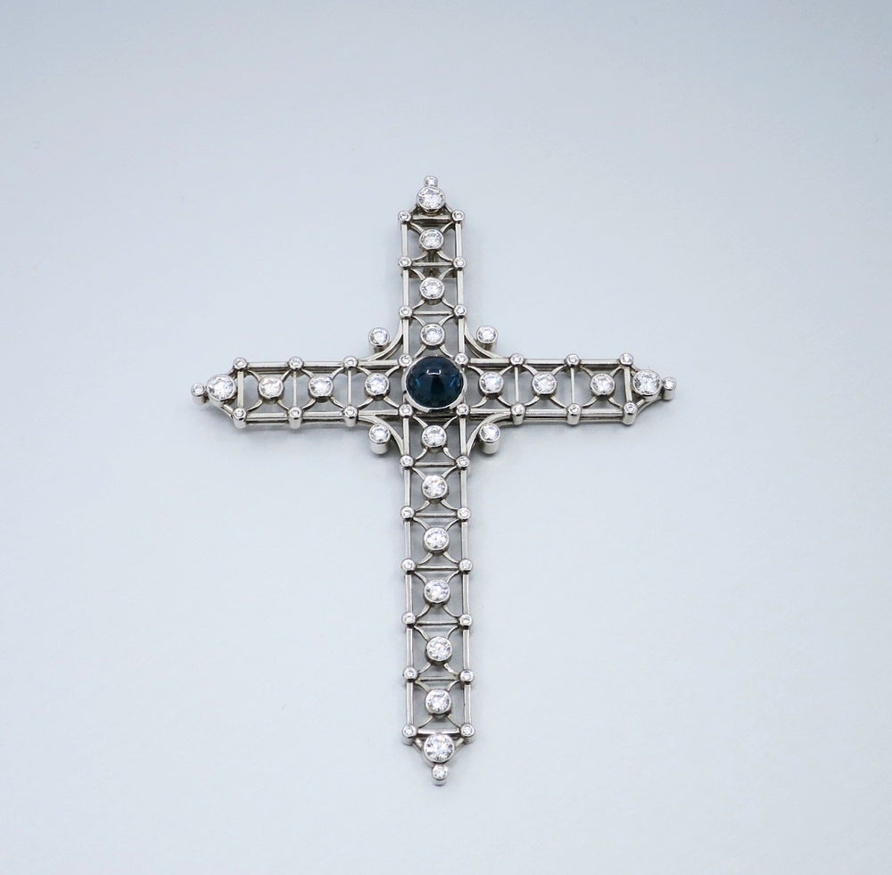 'Cross' Sapphire and Diamond Pendant