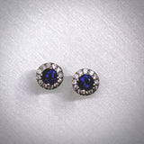 'Valentin' Blue Sapphire and Diamond Earrings