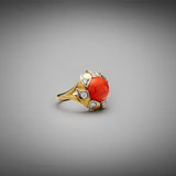 'Lyra' Coral and Diamond ring