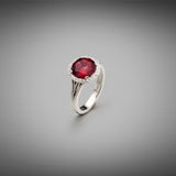 'Sitara' Ring with Rhodolite Garnet in Platinum