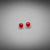 'Valentin' Precious Coral & Diamond Earrings in White gold