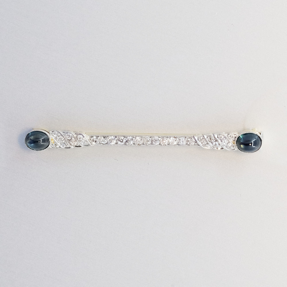 Sapphire and Diamond Bar Brooch