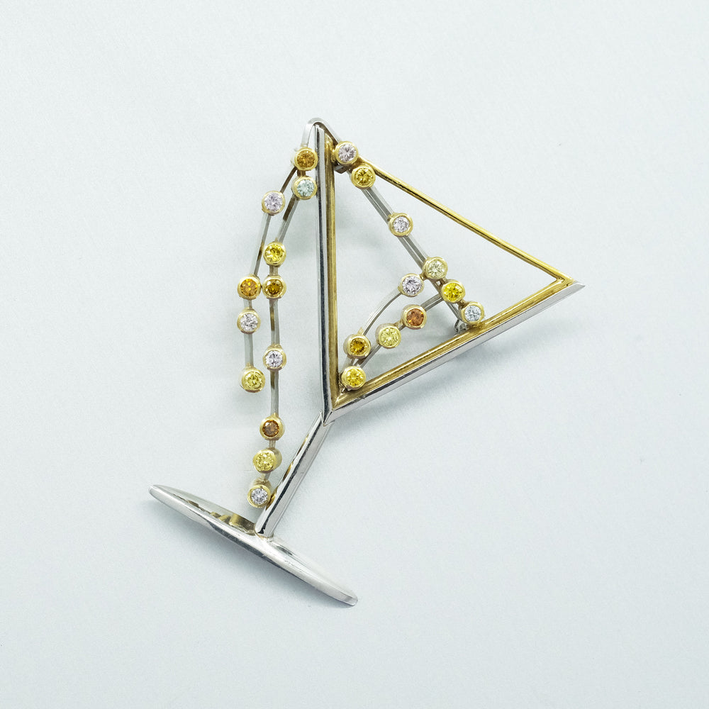 'Couture' Argyle Fancy Coloured Diamond 'Martini' Brooch in Platinum and 18ct Yellow Gold