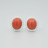 'Valentin' Precious Coral & Diamond Earrings in White gold