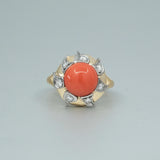 'Lyra' Coral and Diamond ring