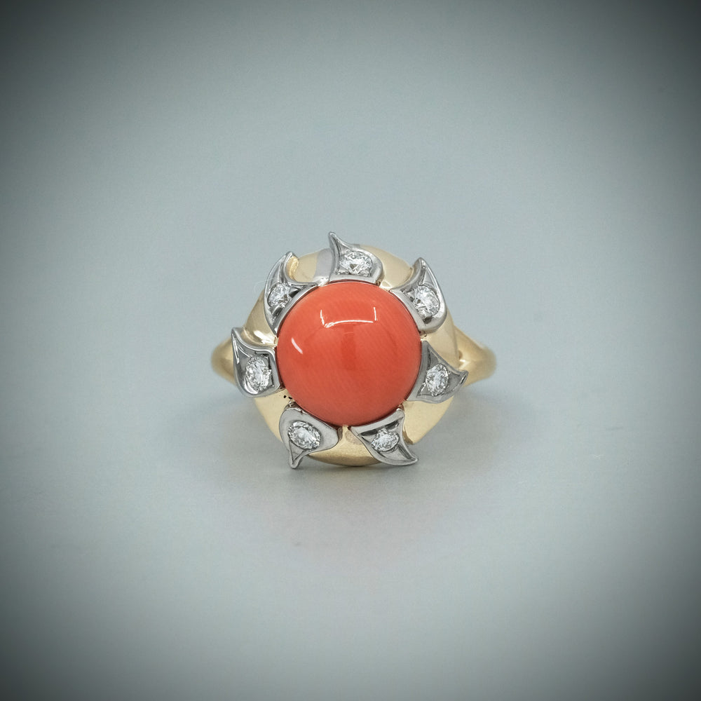 
                      
                        'Lyra' Coral and Diamond ring
                      
                    