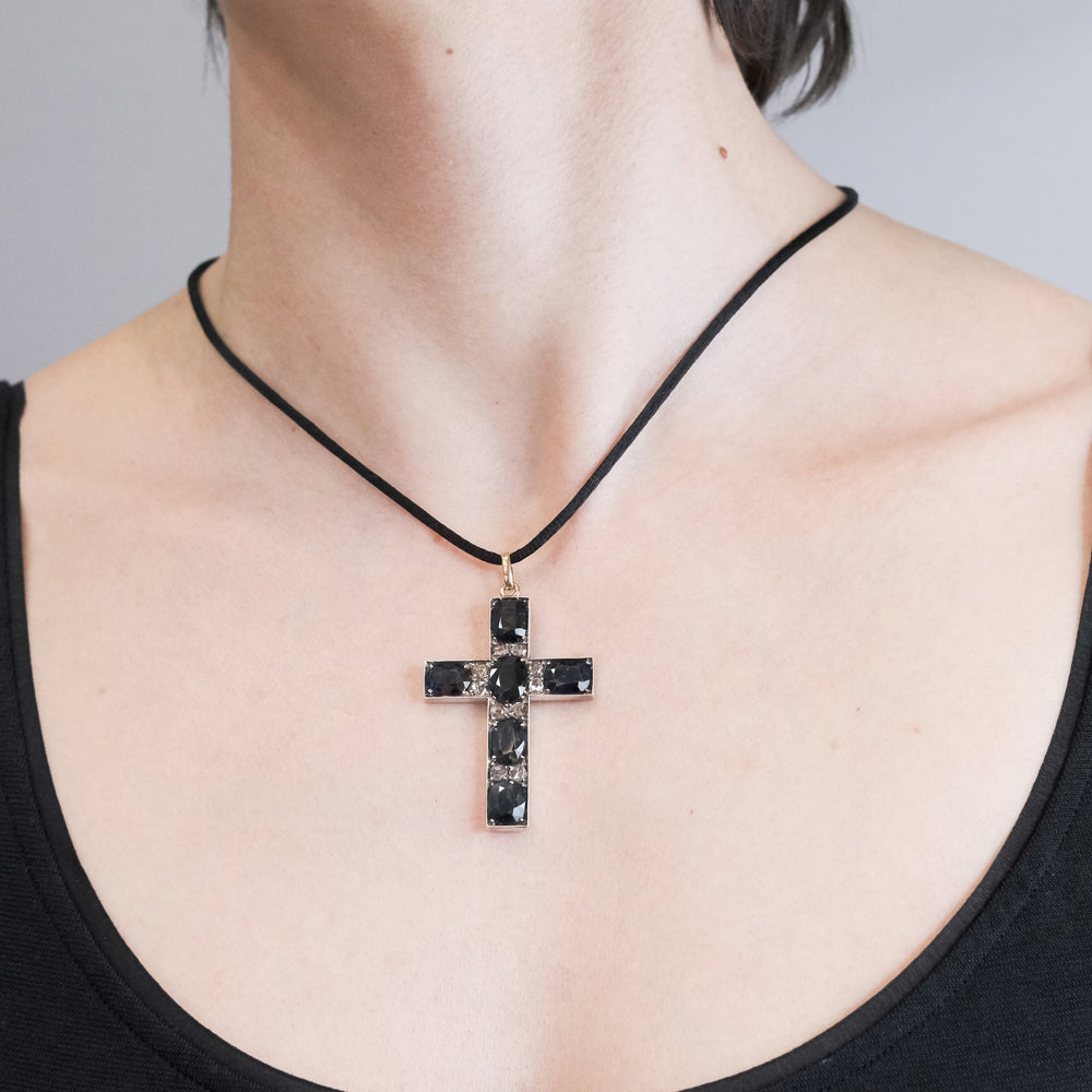 
                      
                        Sapphire and Diamond Cross Pendant
                      
                    