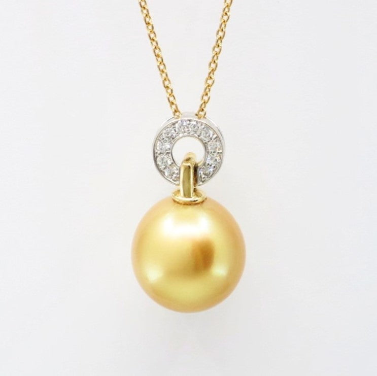 'Hollywood' Cultured Golden Pearl and Diamond Pendant