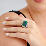 Corvus 10.16cts Black Opal and Diamond Ring