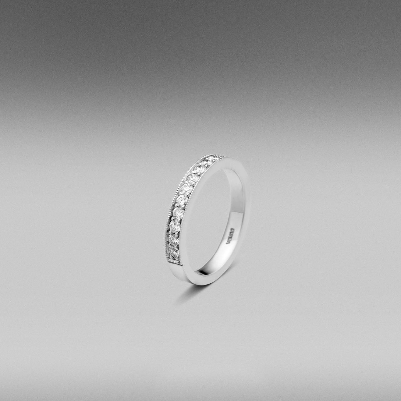 'Princess' Diamond Eternity Ring with Millgrain