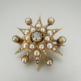 'Estate' Pearl and Diamond Star Brooch