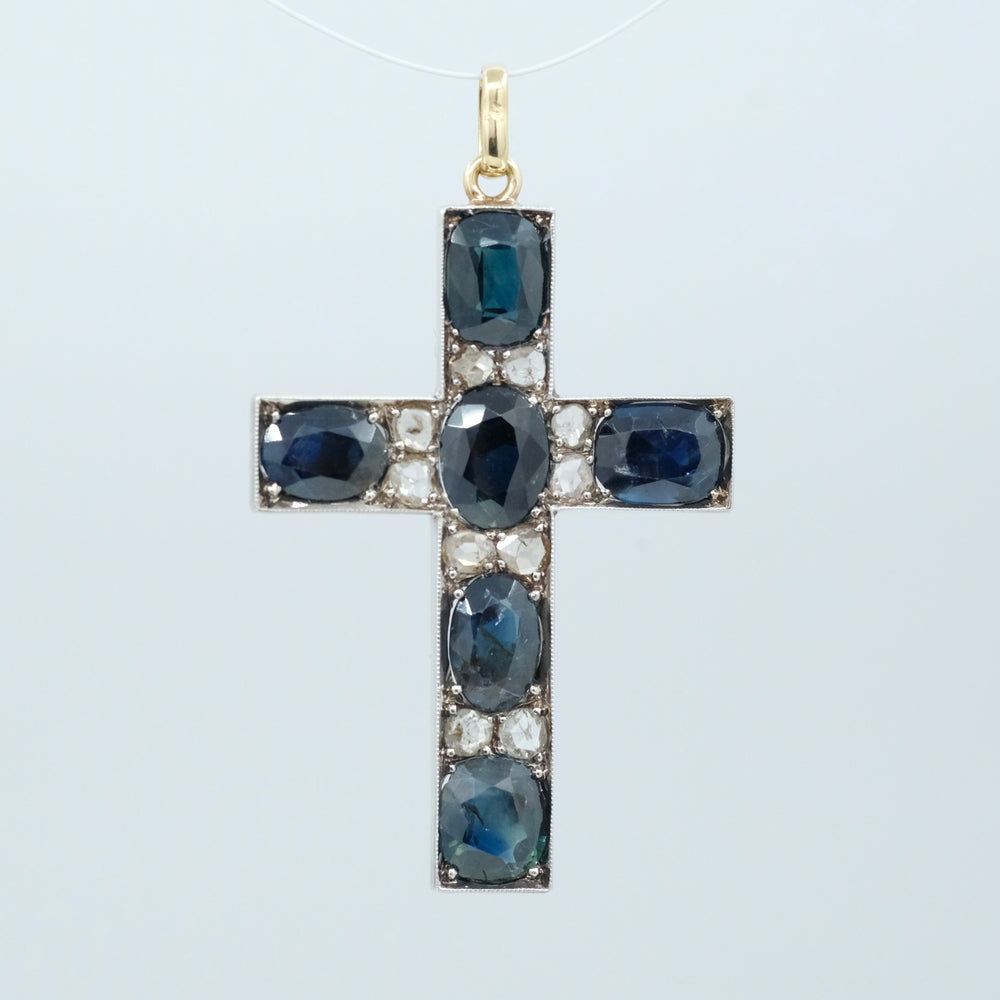 
                      
                        Sapphire and Diamond Cross Pendant
                      
                    