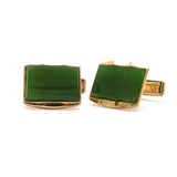 'Estate' Nephrite and 9ct rose gold cufflinks