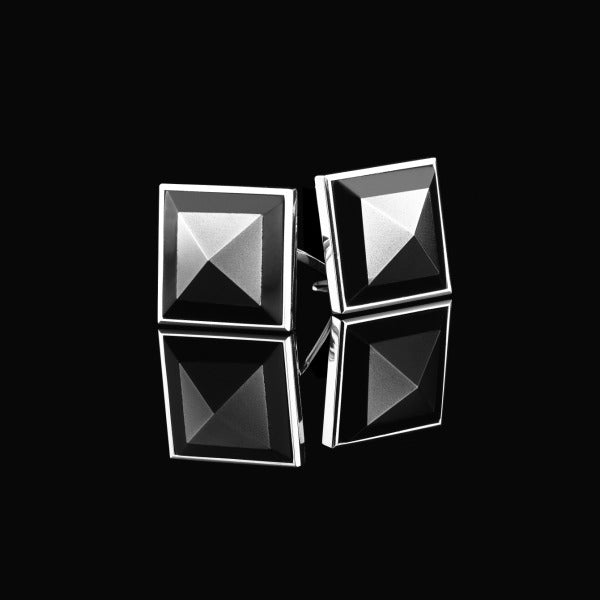 'Carmine' Onyx and Haematite Cufflinks in silver